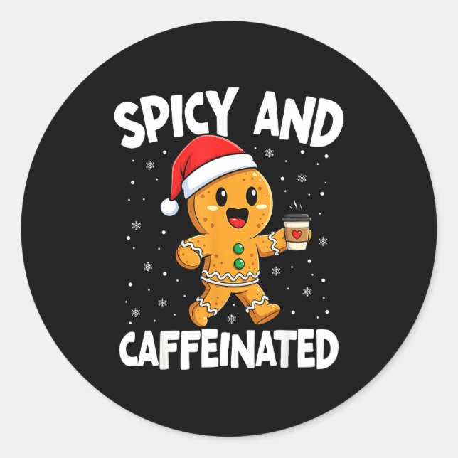 Pegatina Redonda Scy And Caffeinated Coffee Women Gingerbread Chris (Anverso)