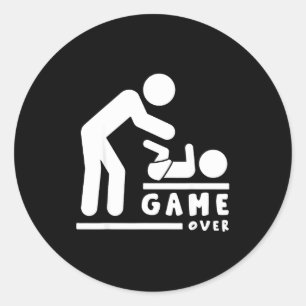 Pegatina Redonda Se acabó el juego Papá divertido nuevo entrega reg
