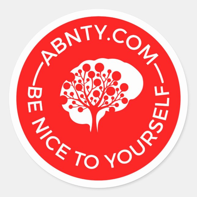 Pegatina Redonda Sé Agradable Contigo Mismo - ABNTY.COM Rojo (Anverso)