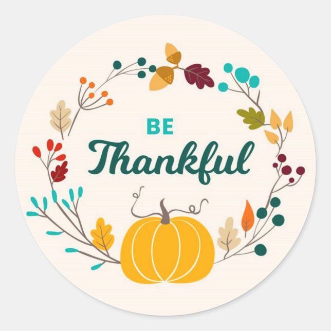 Pegatina Redonda Sé agradecido (Anverso)