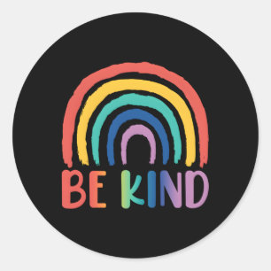 Pegatina Redonda Sé amable arcoiris elige bondad