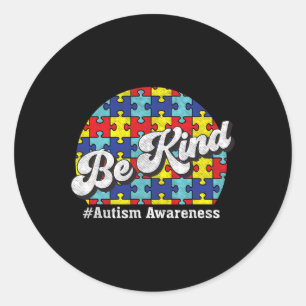 Pegatina Redonda Sé amable - Conciencia sobre el autismo - Padres y