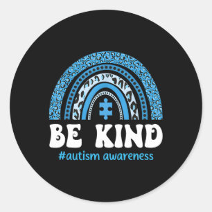 Pegatina Redonda Sé amable de la conciencia del autismo y adivina e