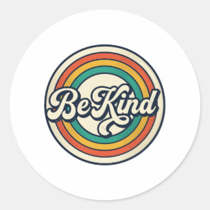Pegatina Redonda Sé Amable Diseño Retro de Camiseta Vintage de Arco