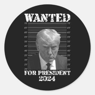 Pegatina Redonda Se busca el disparo a la taza de Donald Trump, no