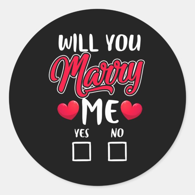 Pegatina Redonda ¿Se Casará Conmigo Propuesta - Día de San Valentín (Anverso)