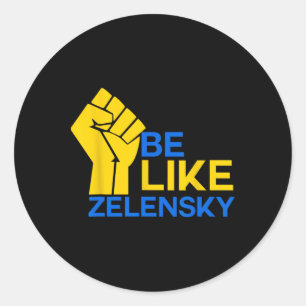 Pegatina Redonda Sé como Zelensky Apoya a Ucrania por la Democracia