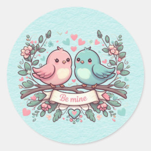 Pegatina Redonda Sé de mis amoríos rosas y azules