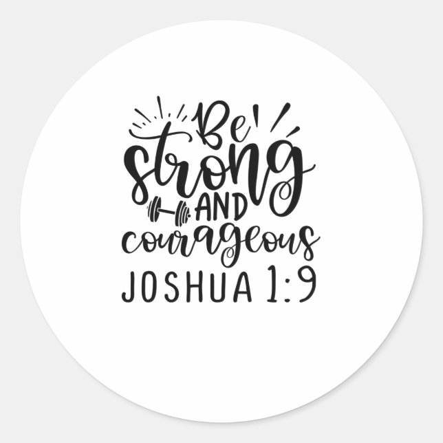 Pegatina Redonda Sé Fuerte Y Valiente Joshua 1 9 (Anverso)