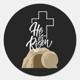 Pegatina Redonda Se Levanta 3 Días Jesucristo Feliz Pascua Chris