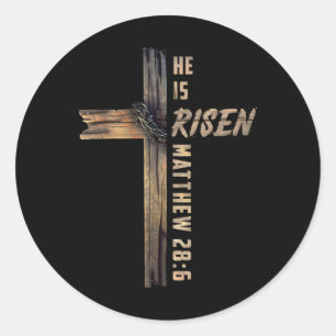 Pegatina Redonda Se Levanta Cruz Jesús Religiosa Cristiana Fe