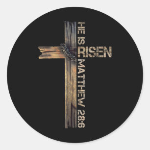 Pegatina Redonda Se Levanta Cruz Jesús Religiosa Cristiana Fe