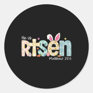Pegatina Redonda Se Levanta Jesús Cristiano Feliz Día de Pascua Chi