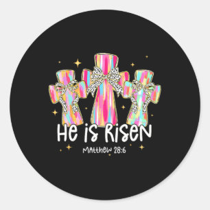 Pegatina Redonda Se Levanta Jesús Cristiano Feliz Pascua Niña