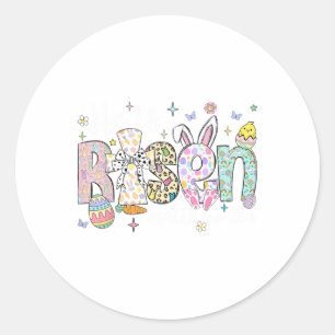 Pegatina Redonda Se Levanta Jesús Cristiano Feliz Pascua Niña