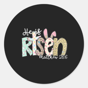 Pegatina Redonda Se Levanta Jesús Cristiano Feliz Pascua Niña