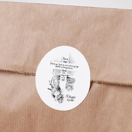 Pegatina Redonda Se Levanta La Vieja Pascua Cristiana