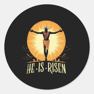 Pegatina Redonda Se Levanta Pascua Religiosa Jesús Hombres Cristian