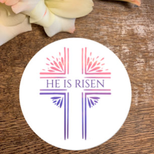 Pegatina Redonda Se Levanta Personalizado Christian Easter Cruz Ori