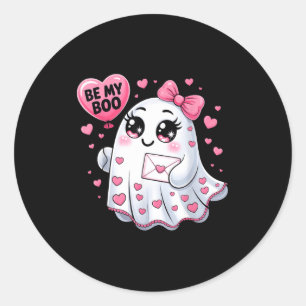 Pegatina Redonda Sé Mi Boo San Valentín Chica Corazón Fantasma Dive