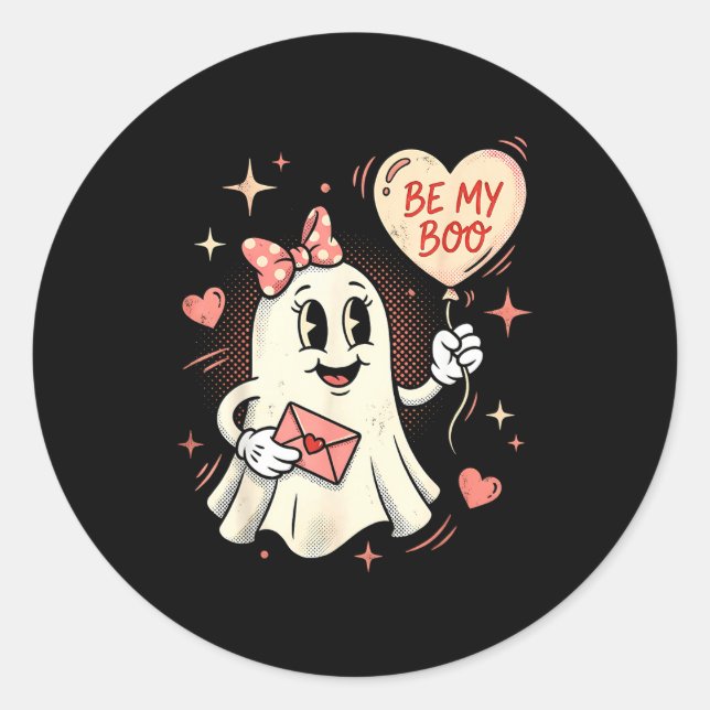 Pegatina Redonda Sé mi fantasma de corazón globo valentín carta de  (Anverso)