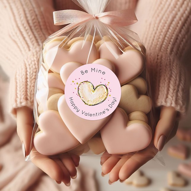 Pegatina Redonda Sé mío, feliz corazón de San Valentín (Subido por el creador)