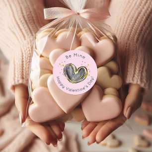Pegatina Redonda Sé mío, feliz corazón de San Valentín