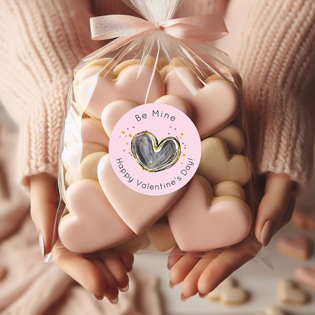 Pegatina Redonda Sé mío, feliz corazón de San Valentín (Subido por el creador)