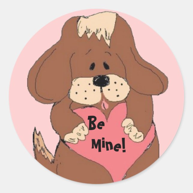 Pegatina Redonda ¡Sé Mío! - Stickers de Cachorro (Anverso)