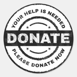 Pegatina Redonda Se necesita ayuda de Pegatinas de donaciones para 