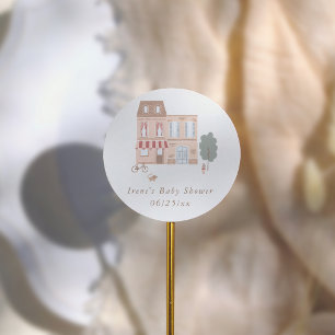 Pegatina Redonda Se necesita un pueblo Agradecimiento para Baby Sho