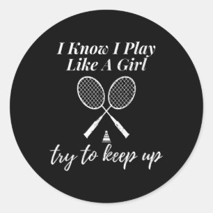 Pegatina Redonda Sé Que Juego Como Un Juego De Deportes Chica