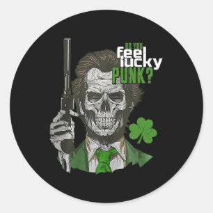 Pegatina Redonda ¿Se Siente Afortunado Punk Divertido St Patricks D