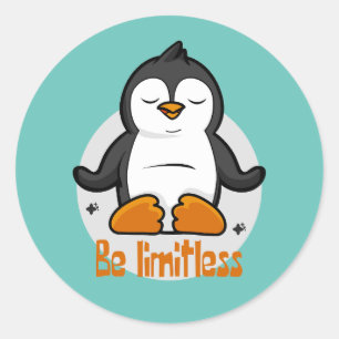 Pegatina Redonda Sé un insignificante pingüino kawaii haciendo polo