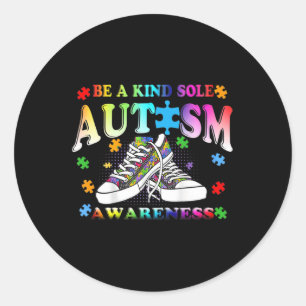 Pegatina Redonda Sé una especie de autismo, entereza, zapatillas de