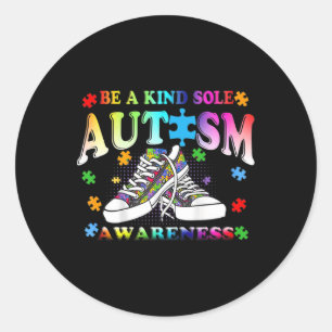 Pegatina Redonda Sé una especie de autismo, entereza, zapatillas de