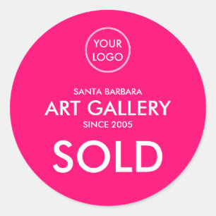 Pegatina Redonda Se vende subasta de logotipo magenta moderno simpl