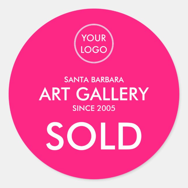 Pegatina Redonda Se vende subasta de logotipo magenta moderno simpl (Anverso)