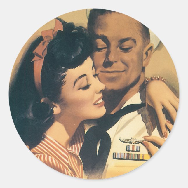 Pegatina Redonda "Se Voluntarió Para El Servicio Submarino" (Anverso)