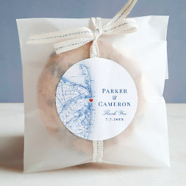 Pegatina Redonda Sea Bright New Jersey Map Favor de la Boda