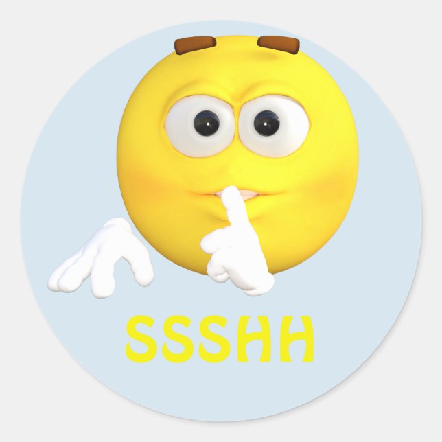 Pegatina Redonda Sea cara reservada del dibujo animado del Emoticon (Anverso)