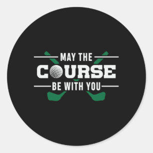 Pegatina Redonda Sea Con Usted Golf Golfer Golfing Funny