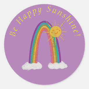 Pegatina Redonda Sea feliz Sunshine & Rainbow Classic Round Pegatin