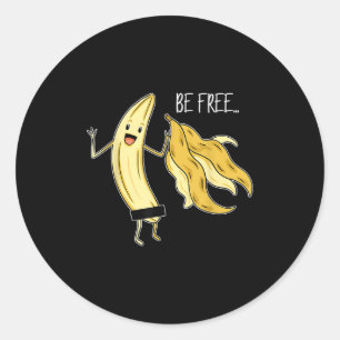 Pegatina Redonda Sea Gratis Gratuito Banana Gráfica Fruta Lover Lib