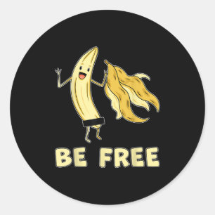 Pegatina Redonda Sea Gratis Gratuito Banana Gráfica Fruta Lover Lib