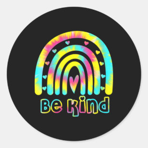 Pegatina Redonda Sea Kind Tie Dye Rainbow Amabilidad Autismo Concie