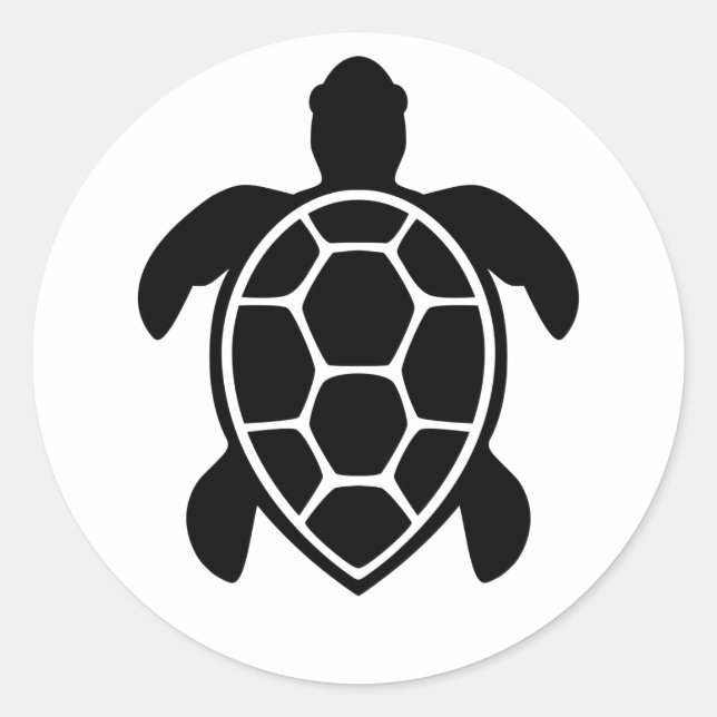 Pegatina Redonda Sea Turtle Silhouette Minimalist (Anverso)