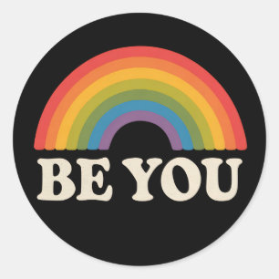 Pegatina Redonda Sea usted Gay Lesbian Orgullo LGBTQ Aliado Rainbow