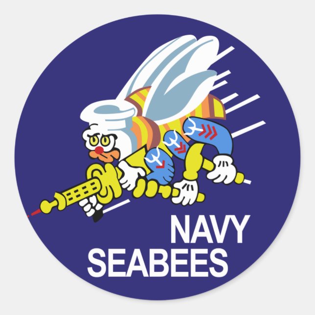 Pegatina Redonda Seabees NAVY (Anverso)