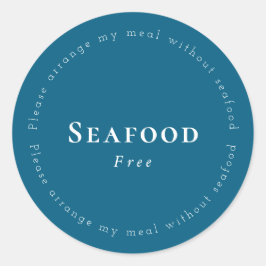 Pegatina Redonda Seafood-Free Request Sticker, Navy - White
